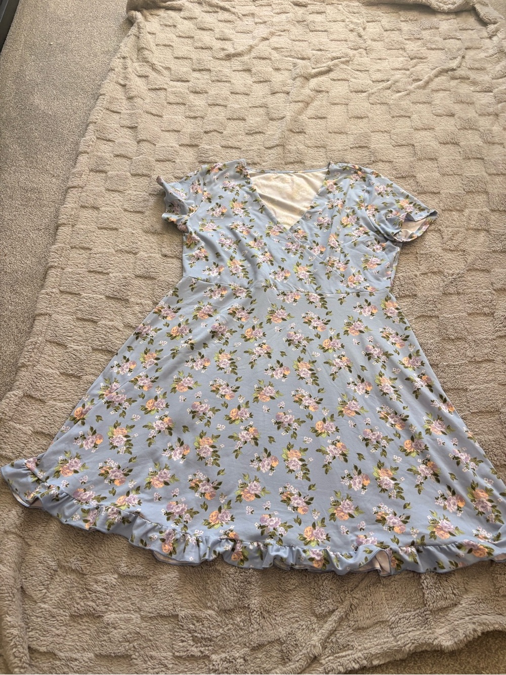 Kohl's Light Blue Floral V-Neck Kids Dress SO